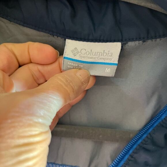 Columbia Blue Windbreaker High Collar Outdoor Essential - Picture 3 of 10